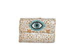 Load image into Gallery viewer, Jute clutch w/beaded eye silver - HBG104678
