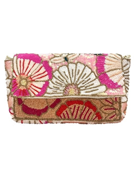 Multi floral double sided beaded bag - SS676