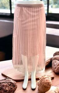 S09 - Tulle skirt w/pearls - comes in pre-pack of 2/S 2/M 2/L