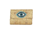 Load image into Gallery viewer, Jute clutch w/beaded eye silver - HBG104678
